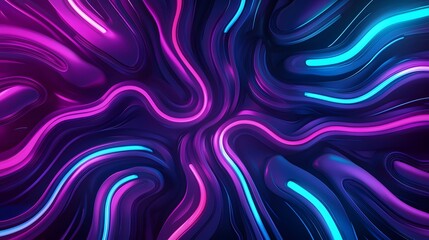 Fototapeta premium Captivating Neon Glow - Vibrant Abstract Patterns and Fluid Layers in Digital Art