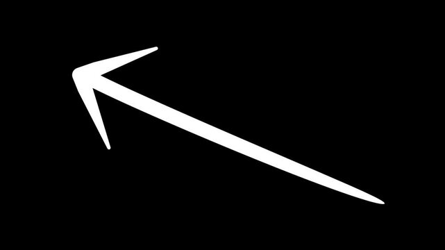Path Curved Arrowhead Collection animation . Handwriting  Curve Arrows Set Animated on black Background. Doddle  