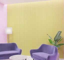 Colorful podcast studio interior design