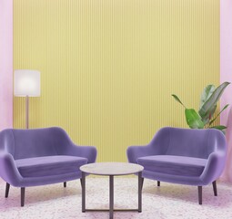 Colorful podcast studio interior design