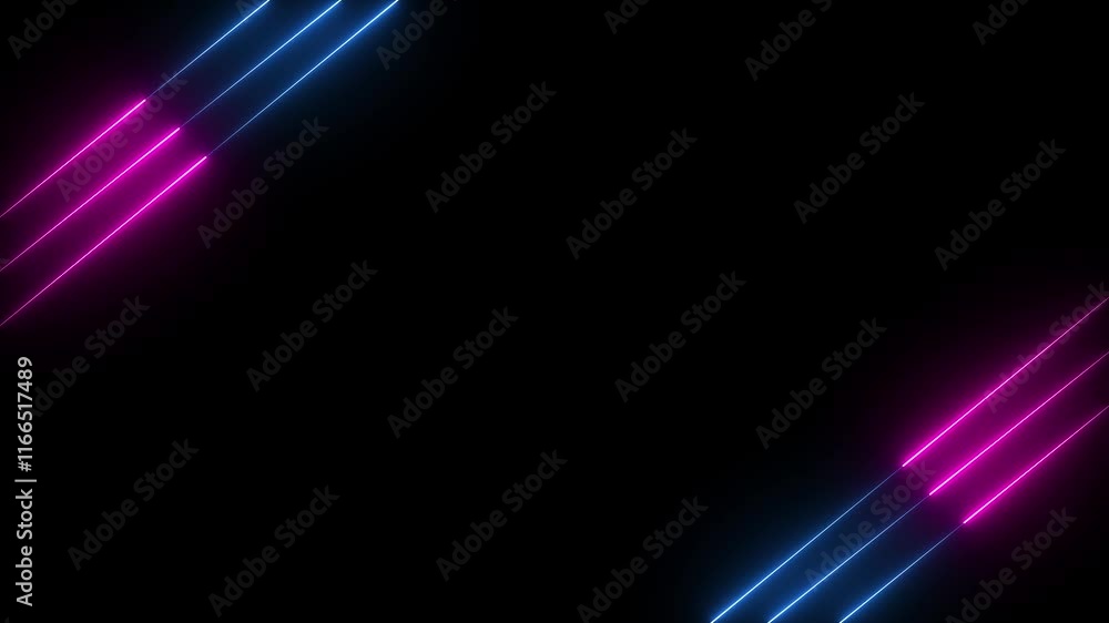 Poster abstract background with neon light lines footage , abstraction neon lines moving up screen with 4k 