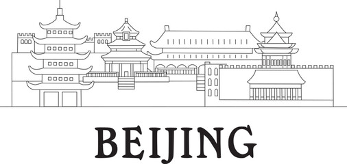 Fototapeta premium Beijing City Line Draw Simple Minimalist