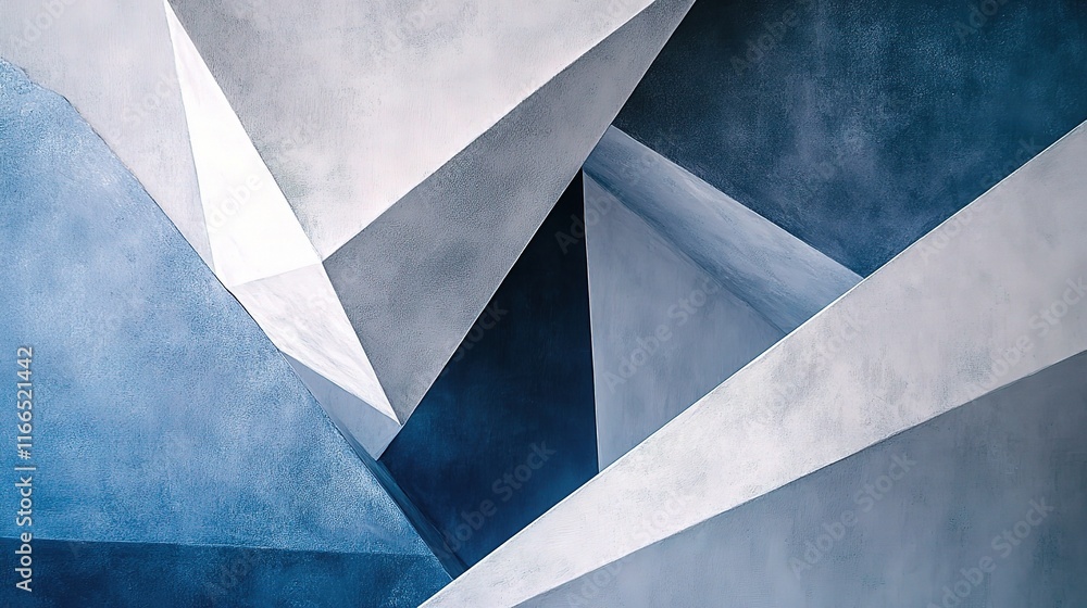 Poster geometric abstract background with sharp angles in blue tones