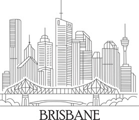 Brisbane City Line Draw Simple Minimalist 