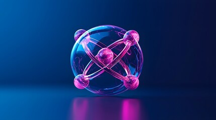 Glowing Atomic Bubble with Dynamic Neon Reflections and Abstract Design