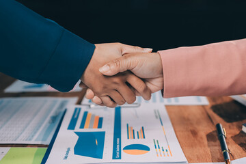 Business handshake for teamwork of business merger and acquisition,successful negotiate,hand...