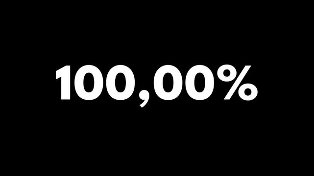 Counting From 0 to 100 percent Bold Number with decimal value