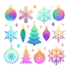 Abstract iridescent colored festive Christmas icon Christmas tree shiny colorful PNG file download