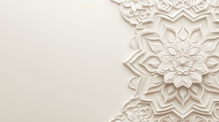 Fototapeta premium Elegant White Floral Mandala Design On A Neutral Background