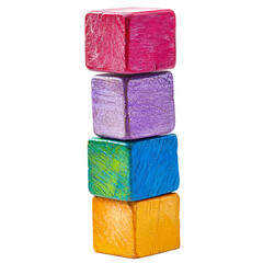 Colorful building blocks stacked together, ideal for children's play and educational purposes, enhancing creativity and motor skills. on white and transparent background