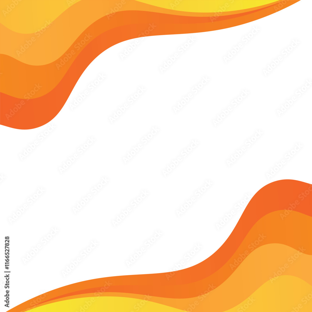 Poster orange wavy shapes on transparent background. white orange background with abstract graphic elements