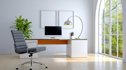 [Home Office connectivity team] Modern Home Office with Natural Light and Ergonomic Setup