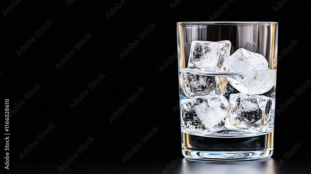 Wall mural glass of water with ice cubes, creating refreshing and cool appearance