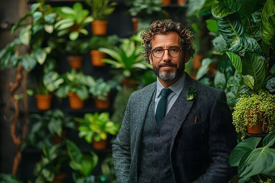 Eco Friendly Businessman on a Video Call with Nature Inspired Background