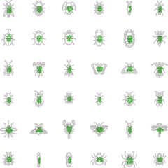 アウトラインミニ昆虫のイラストアイコンセット