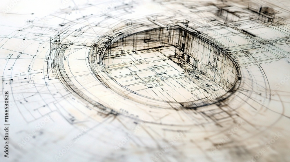 Poster abstract architectural drawings with precise lines and details