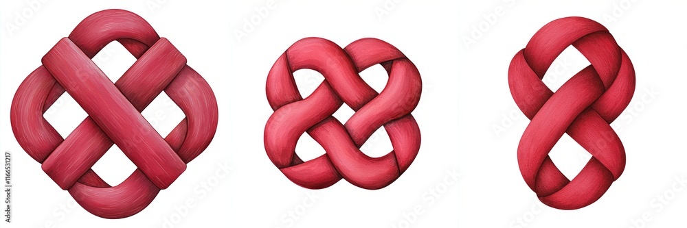 Poster Chinese new year reunion concept. Three intertwined red knots symbolizing unity and connection.