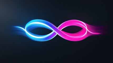 Fototapeta premium A stylized infinity symbol in blue and pink glowing light.