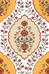 Seamless Indian motif geometric Mughal seamless pattern pattern, for fabric, taxtile, cloth, paper, warping, background, backdrup, block, print,
