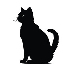 Cat vector silhouette black color