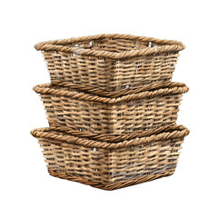 Obraz premium Stacked wicker baskets for storage and organization