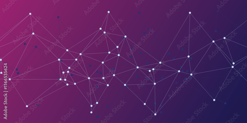 Poster template plexus for science and technology gradient background presentation.