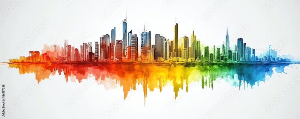 Aufkleber abstract background featuring a dynamic globe, modern city infrastructure, and global business conce