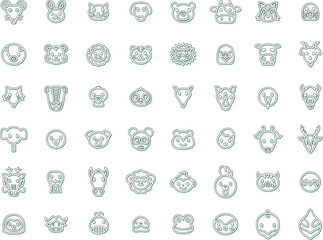 Obraz premium カラーシャドウミニ動物のイラストアイコンセット