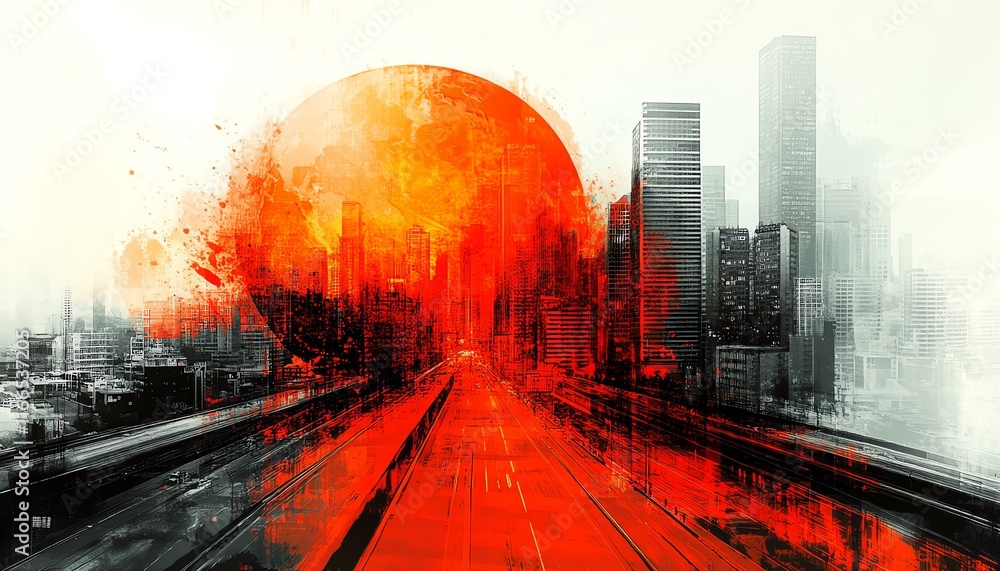 Aufkleber abstract technology background featuring a dynamic globe symbolizing global business