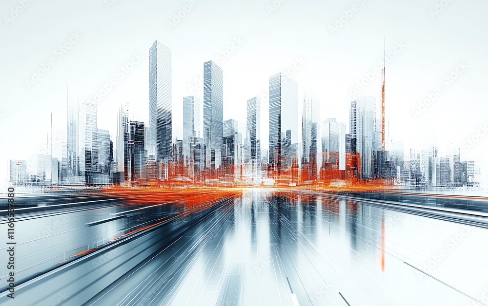 Aufkleber futuristic abstract technology design with a dynamic globe and modern city infrastructure, represent