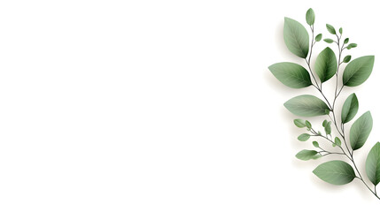 Floral corners with green twigs of ruscus and a frame isolated on white or transparent background