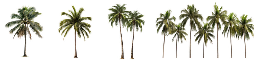 Fototapeta premium Tropical palm tree png cut out element set, transparent background