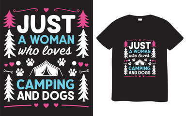 A woman who loves camping and dogs, perfect for outdoor apparel.