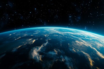 Fototapeta premium Breathtaking View of Earth from Space with Stars in the Background