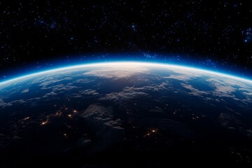 Stunning View of Earth from Space with Glowing Atmosphere