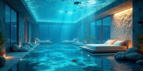 Underwater Luxury Bedroom with Ocean View
