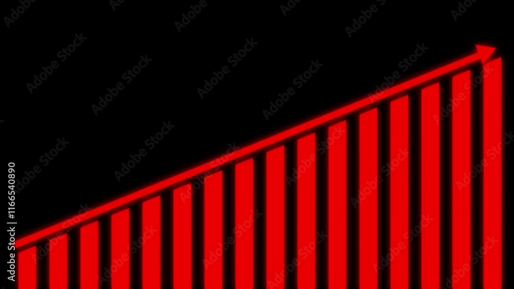 Poster animation of diagram with arrow and data over bar graph chart with up arrow profit, progress report 