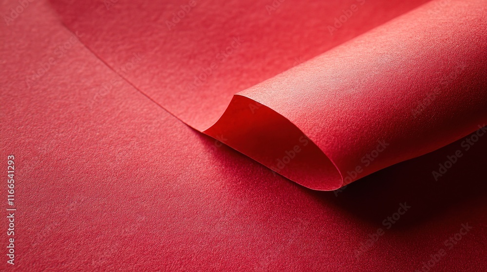 Poster mottled red paper background with textured surface and elegant curl
