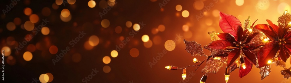 Aufkleber a festive display of autumn leaves with soft glowing lights creating a warm ambiance in the backgrou