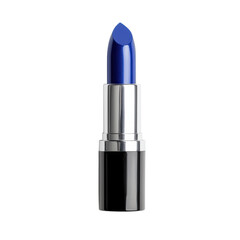 Obraz premium Vibrant Blue Lipstick on Silver Base Isolated Background
