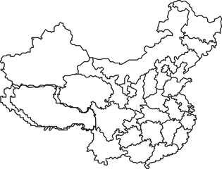 vector of white color outline  china map