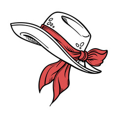 Cowboy Hat and Bandana Symbolizing Western Style Vector Style