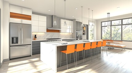 Obraz premium Modern kitchen design home interior photography bright space aesthetic