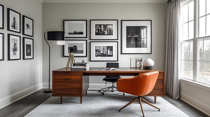 Fototapeta premium Modern office workspace design home interior bright aesthetic