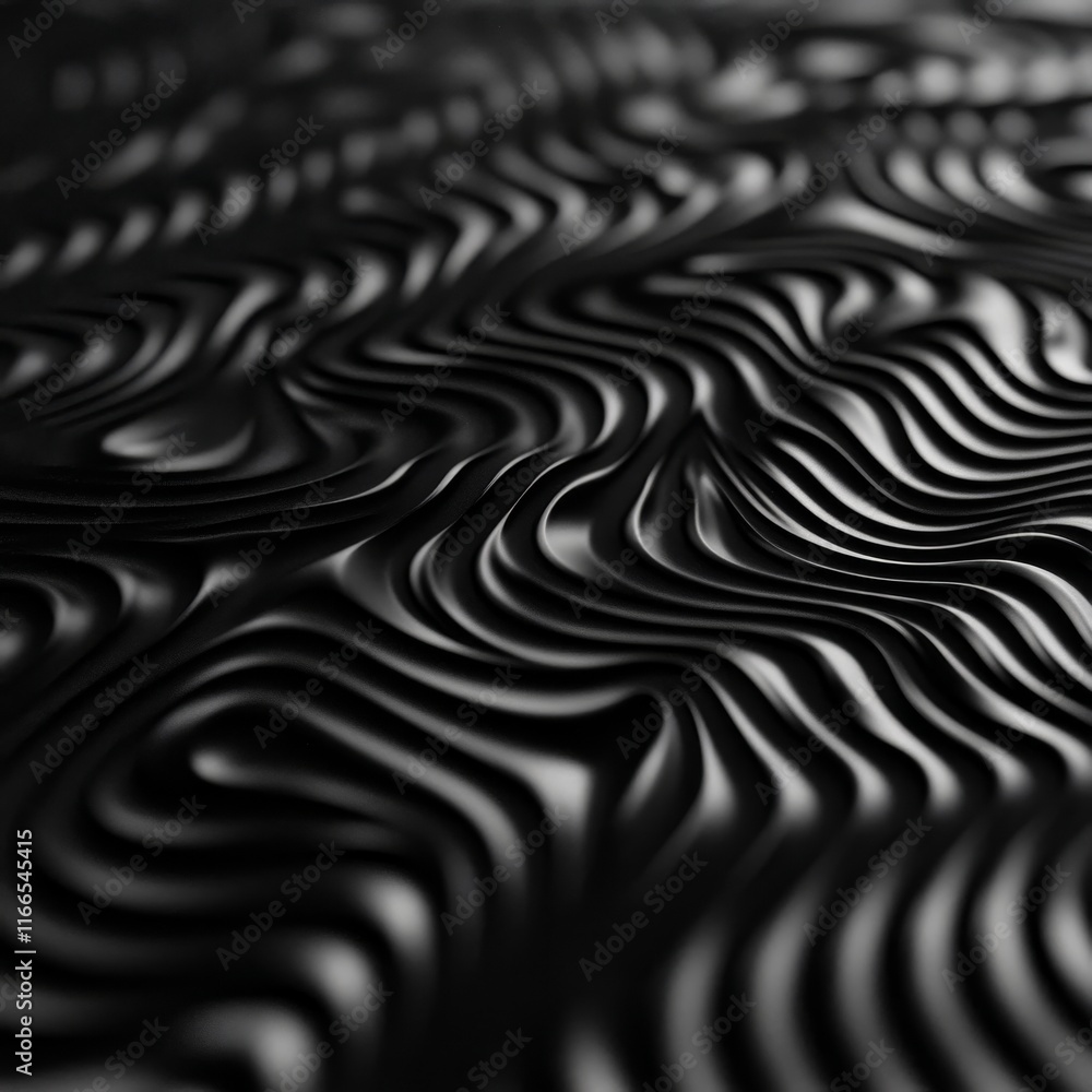 Aufkleber a stunning close-up view of textured black surface featuring intricate wave patterns, ideal for mode