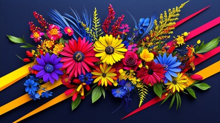 Obraz premium Vibrant Floral Arrangement Colorful Flowers Bold Design High Resolution