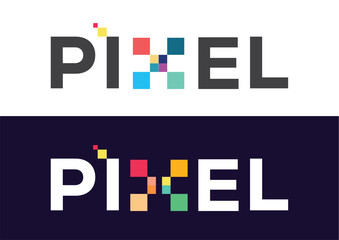PIXEL text logo vector template, pixel wordmark logo design