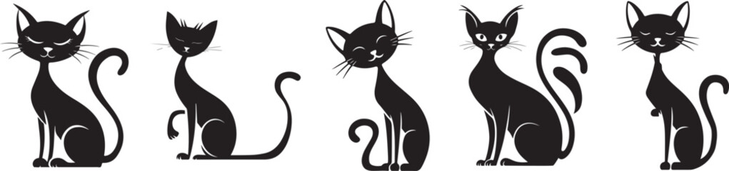 Cute and Playful Cat Cartoon Illustration Set