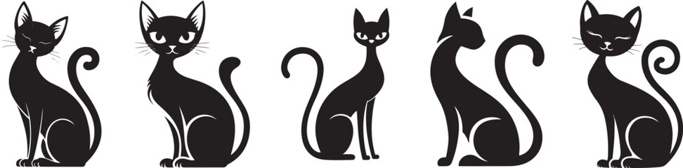 Cute and Playful Cat Cartoon Illustration Set