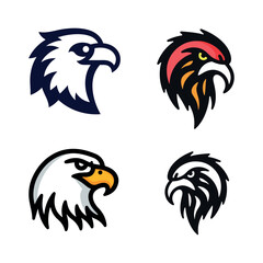  set of eagle head illustrations in various styles for logos and branding